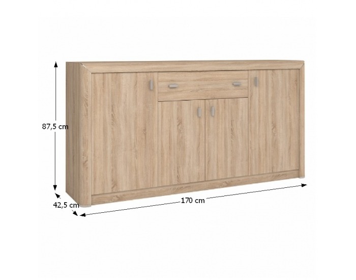 Štvordverová komoda Kleon K4D - dub sonoma