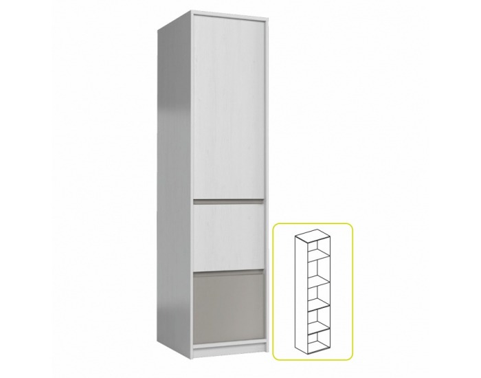 Policová skriňa Manti S1D - sosna Andersen / congo sivá