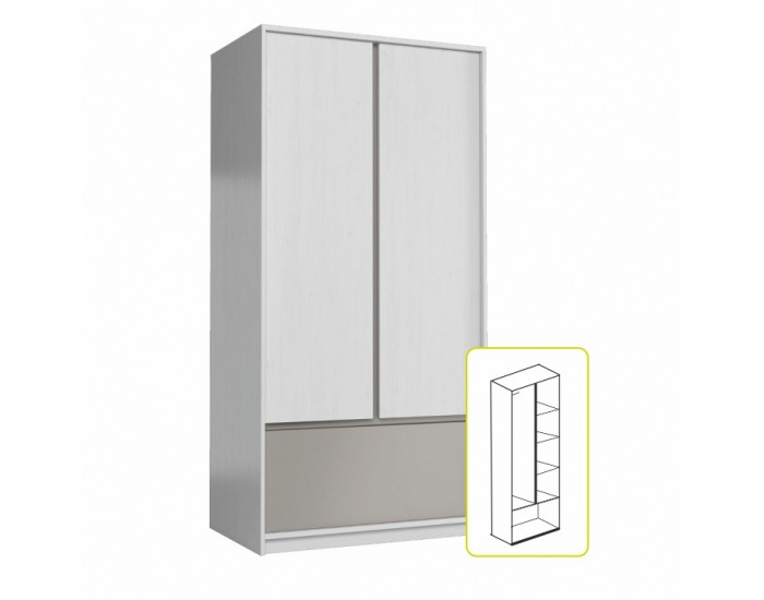 Šatníková skriňa Manti S2D 2D - sosna Andersen / congo sivá