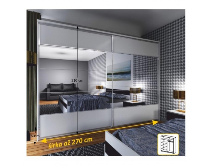 Šatníková skriňa s posuvnými dverami Narina 2D - biela