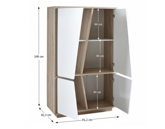 Policová skriňa Natura 223490 4D - dub sonoma / biela