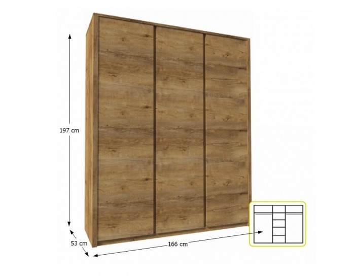 Šatníková skriňa Montana S3D 3D - dub lefkas tmavý