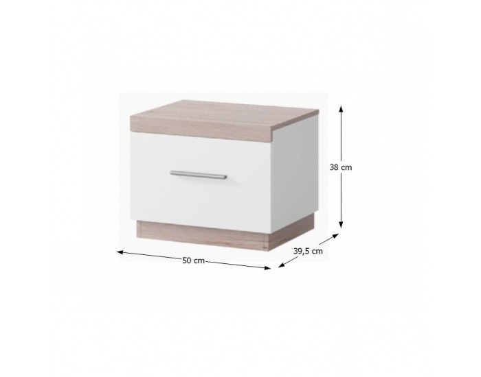 Nočný stolík Miran - dub san remo / biela