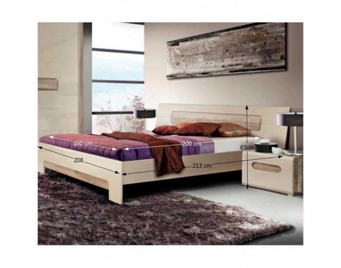 Spálňa Triztan - dub antický / béžový vysoký lesk