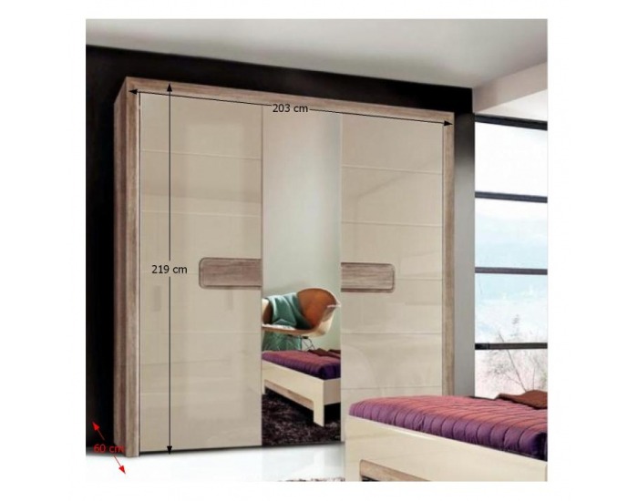 Spálňa Triztan - dub antický / béžový vysoký lesk