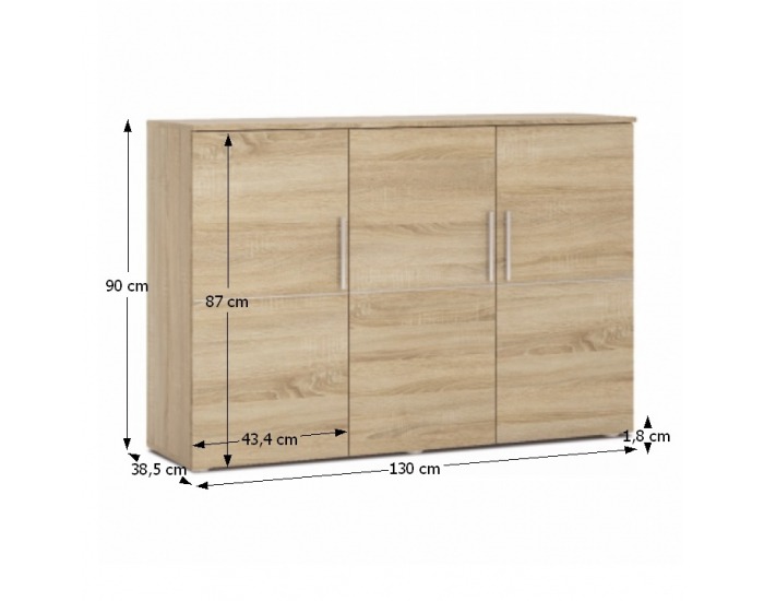 Trojdverová komoda Punto New 3 - dub sonoma