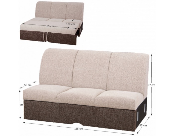 Trojsedačka s úložným priestorom Iza - béžová / hnedá