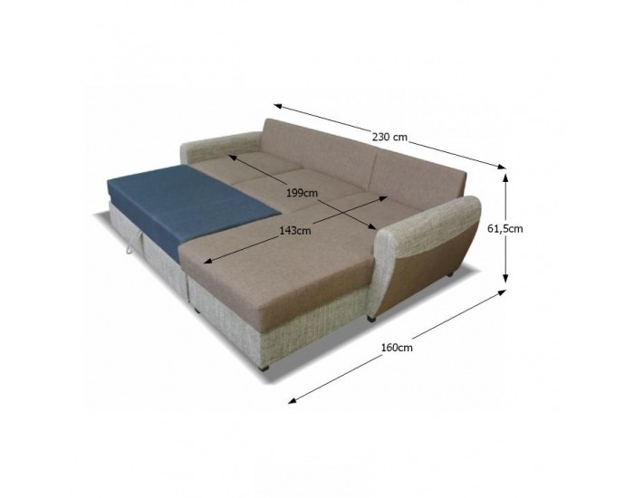 Rohová sedačka s rozkladom a úložným priestorom Milo L/P - hnedá / svetlohnedá melírovaná
