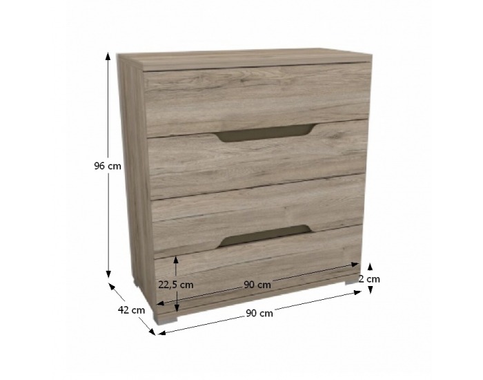 Zásuvková komoda Betino DA-44 - dub sonoma tmavá