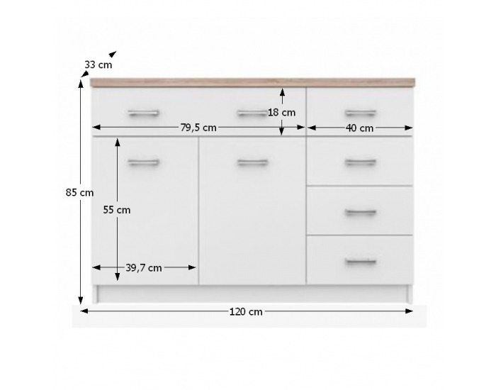 Dvojdverová komoda Topty Typ 8 - biela / dub sonoma