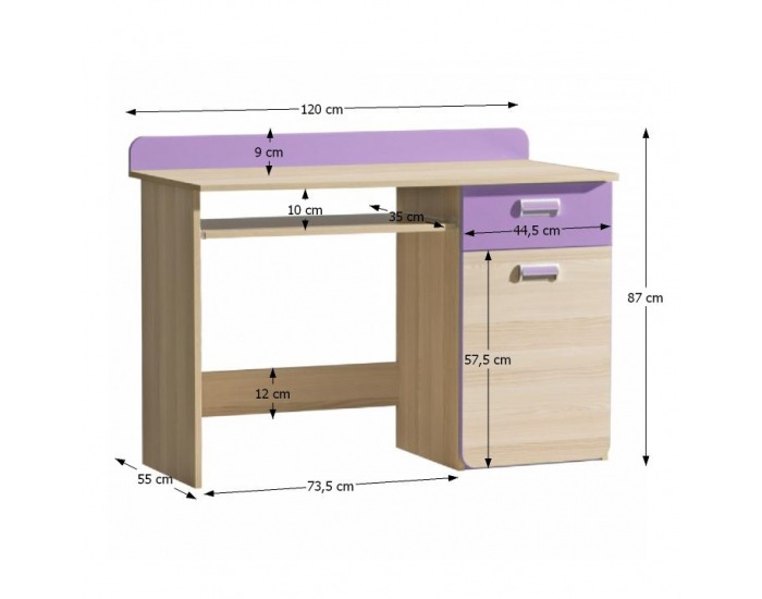 PC stolík Ego L10 - jaseň / fialová