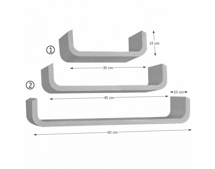 Poličky (3 ks) Lupo - biela