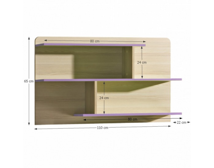 Poličkový systém Ego L8 - jaseň / fialová