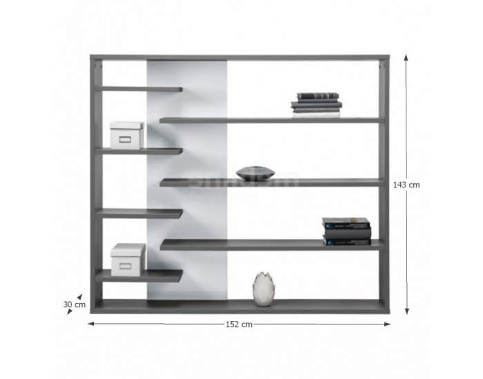 Regál Marsie M2 - grafit / biela