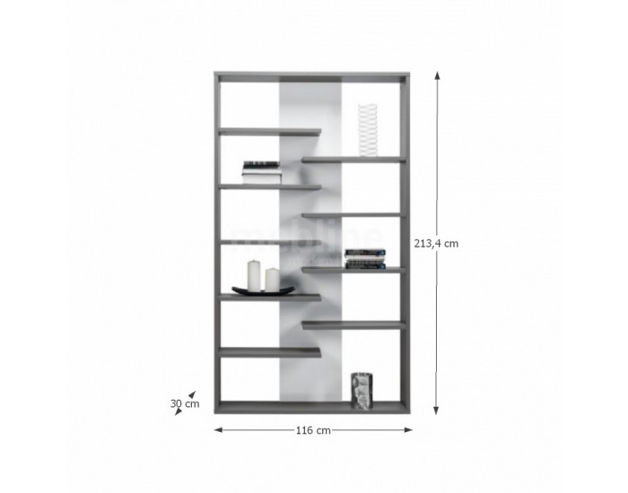 Regál Marsie M14 - grafit / biela