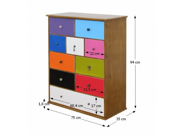 Komoda Baster 1 - orech / kombinácia farieb