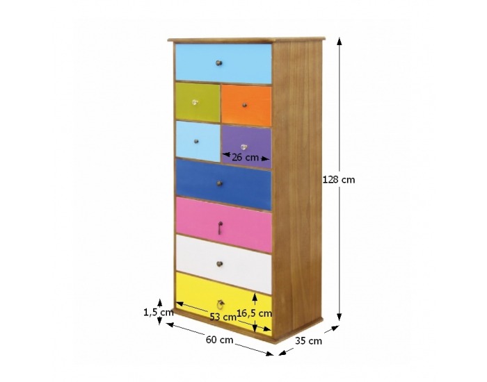 Komoda Baster 2 - orech / kombinácia farieb