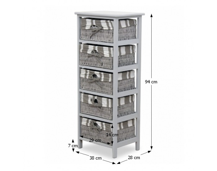 Košíková komoda Aya 5 - sivá