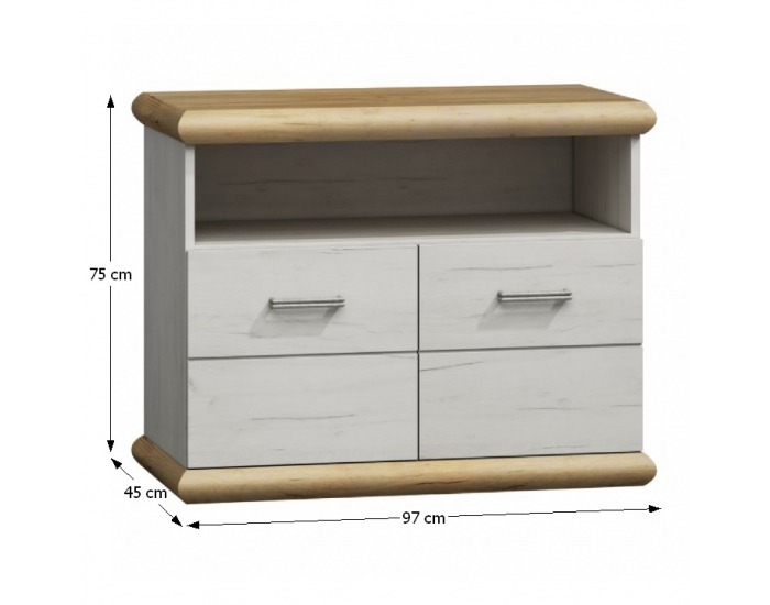 Zásuvková komoda Katy K-12 - dub biely / dub zlatý