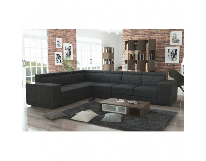 Rohová sedačka Cari L - tmavosivá