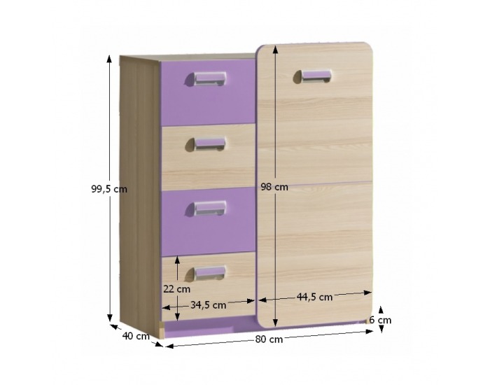 Dvojdielna komoda Ego L6 - jaseň / fialová