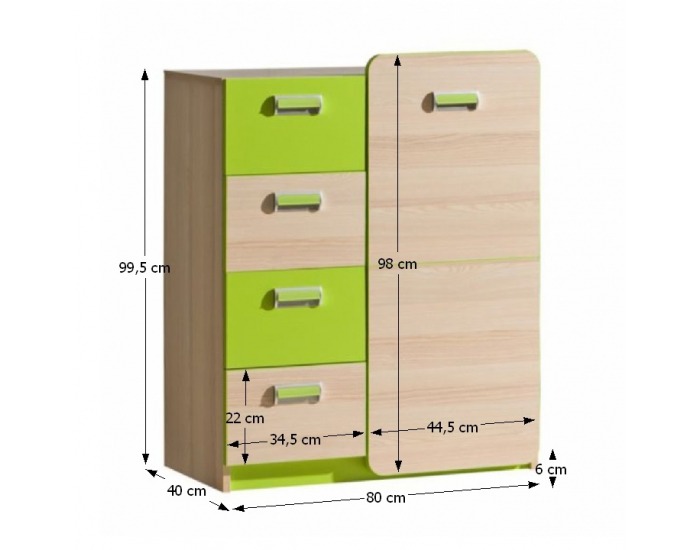 Dvojdielna komoda Ego L6 - jaseň / zelená