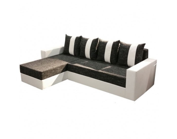 Rohová sedačka s rozkladom a úložným priestorom Tobias L/P - biela / tmavosivá