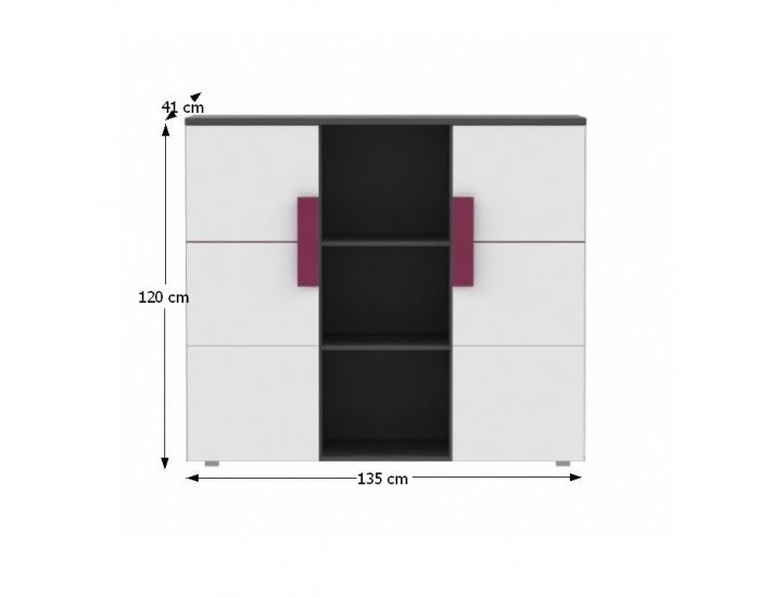 Skrinka Lobete 43 - sivá / biela / fialová
