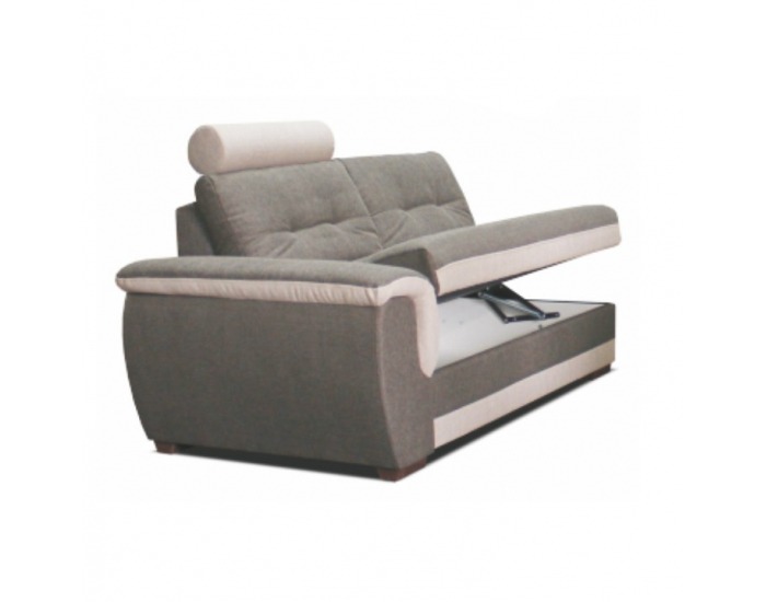 Dvojsedačka s úložným priestorom a záhlavím Ruba L - tmavosivá / krémová