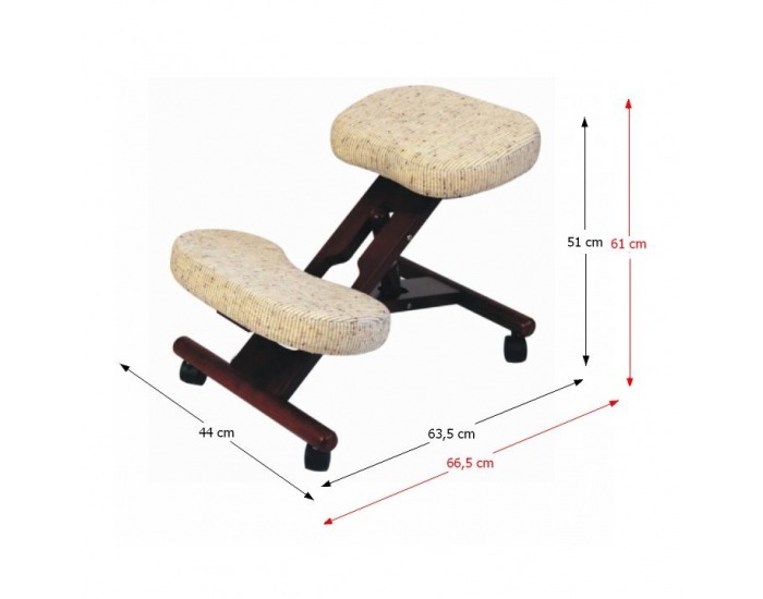 Ergonomická kľakačka na kolieskach Tempo Kľakosed - čerešňa / béžová