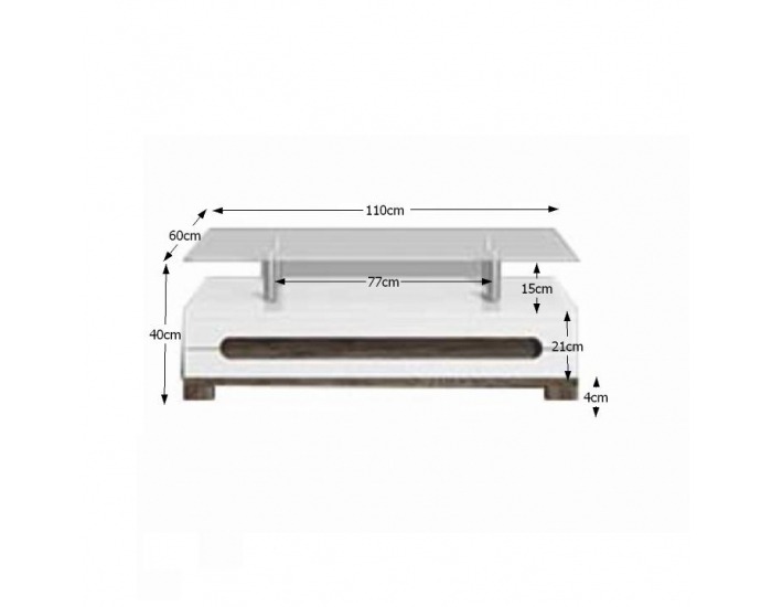 Konferenčný stolík Lorien LS 90 - san remo / biela / biely vysoký lesk