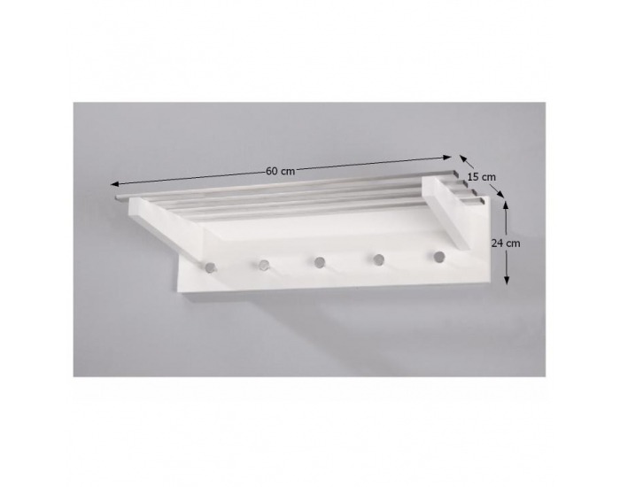 Vešiak na stenu Valli - biela / chróm