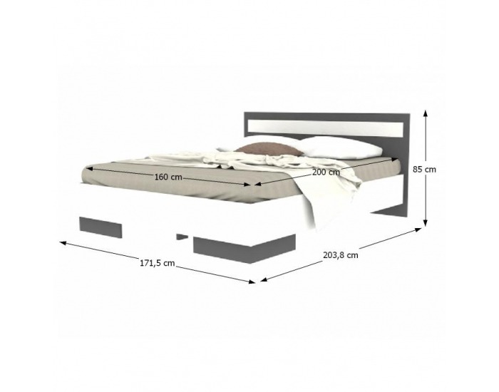 Posteľový rám Greyline 160 - biela / grafit