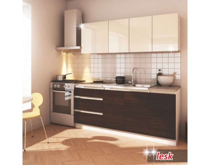 Kuchyňa Senechal 180 - slonovina lesk / dub sonoma čokoládová