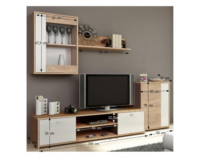 Obývacia stena Genta - dub sonoma / biela