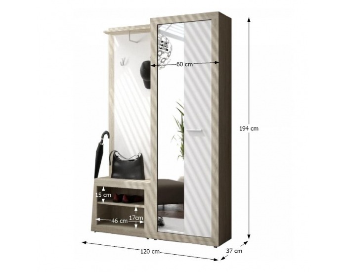 Predsieň Can 2 - dub sonoma / biela