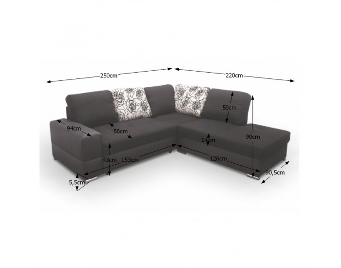 Rohová sedačka s rozkladom a úložným priestorom Mulan L - čierna