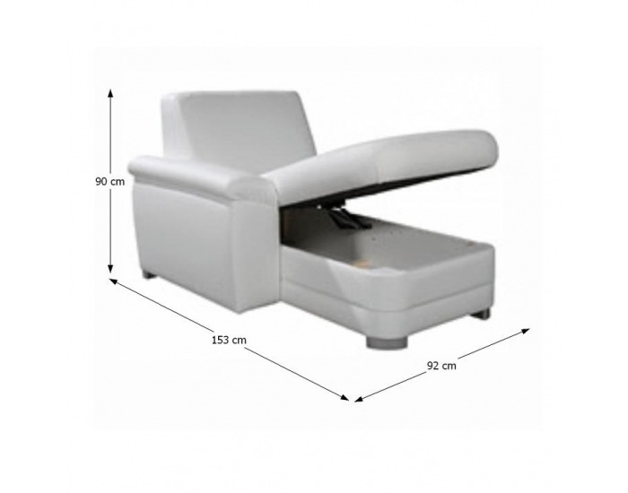 Otoman s úložným priestorom Labello L - ultrabiela (Cayenne 1115)