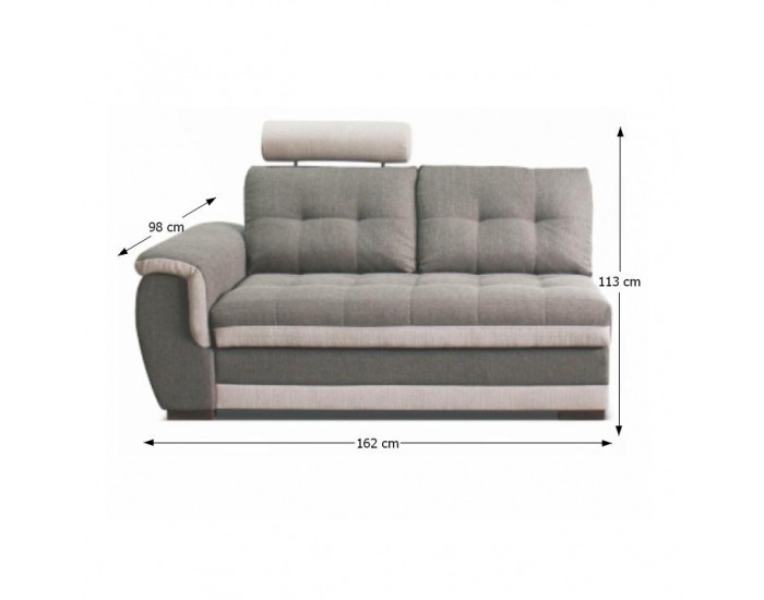 Dvojsedačka s úložným priestorom a záhlavím Ruba L - tmavosivá / krémová