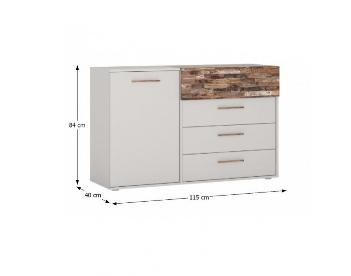 Komoda Beria 1D-4S - grey / maracaibo