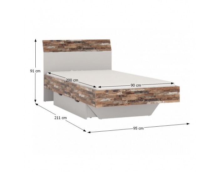 Posteľový rám s úložným priestorom Beria 90 - grey / maracaibo