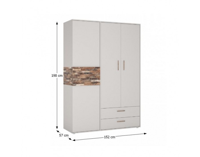 Šatníková skriňa Beria 3D - grey / maracaibo