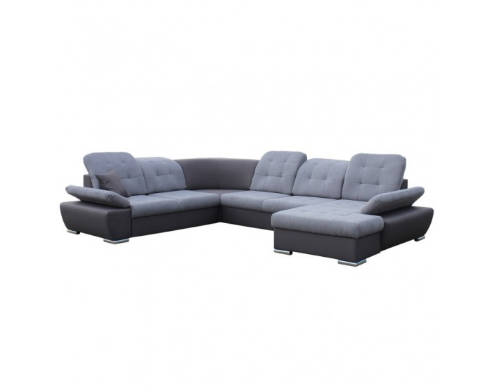 Rohová sedačka U s rozkladom a úložným priestorom Silver L - sivá