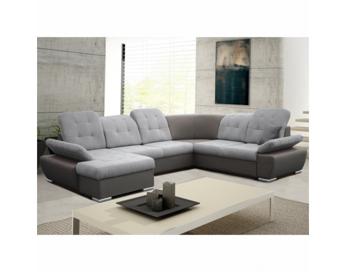 Rohová sedačka U s rozkladom a úložným priestorom Silver P - sivá