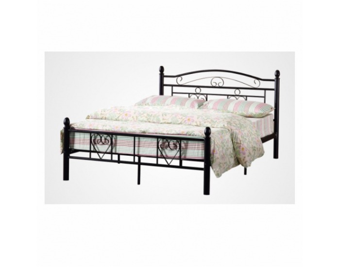 Kovová manželská posteľ s roštom Brita 160 - čierna