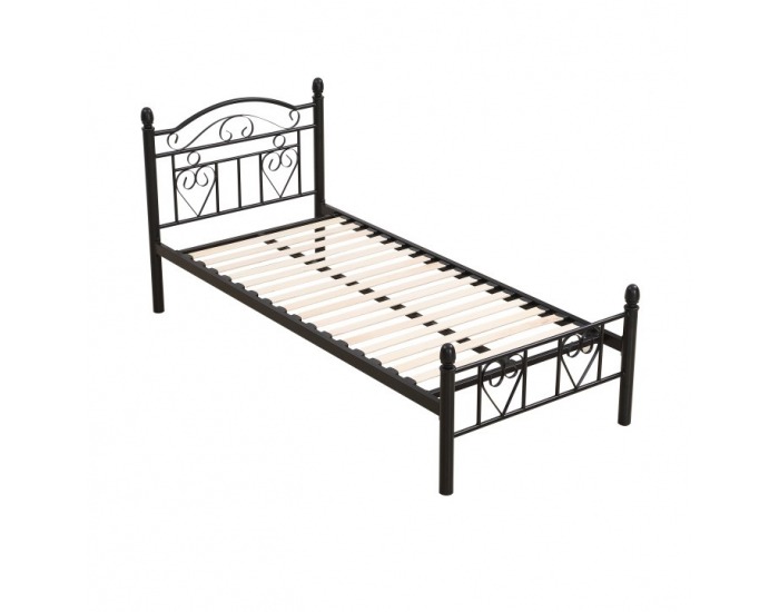 Kovová jednolôžková posteľ s roštom Brita 90 - čierna