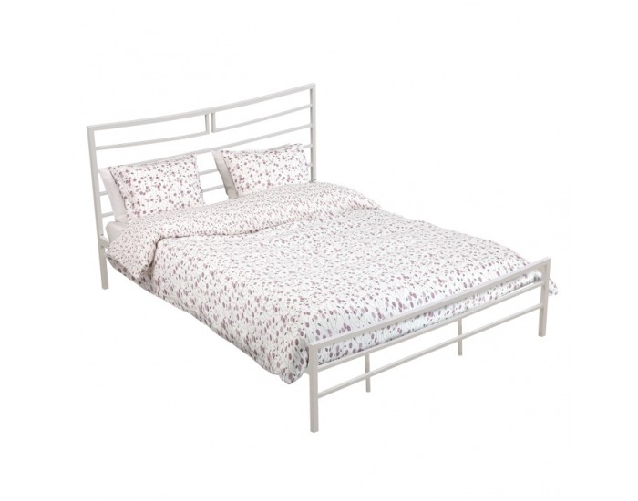 Kovová manželská posteľ s roštom Dalia 160 - biela