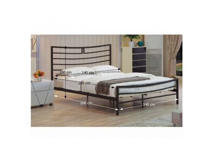 Kovová jednolôžková posteľ s roštom Dalia 140 - čierna