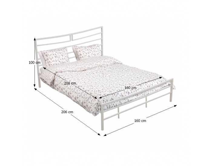 Kovová manželská posteľ s roštom Dalia 160 - biela