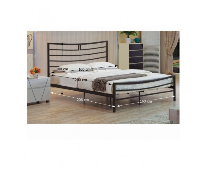 Kovová manželská posteľ s roštom Dalia 160 - čierna
